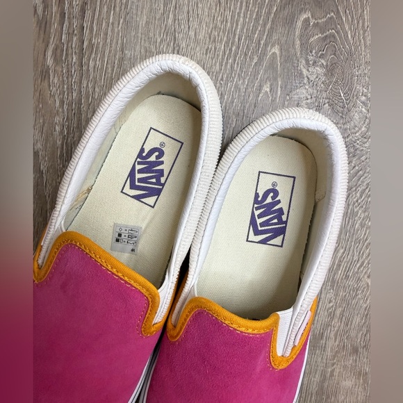 Vans Classic - Slip On Platform Mini Cord Shoes Pink Leather Suede - size 8 - Picture 9 of 10